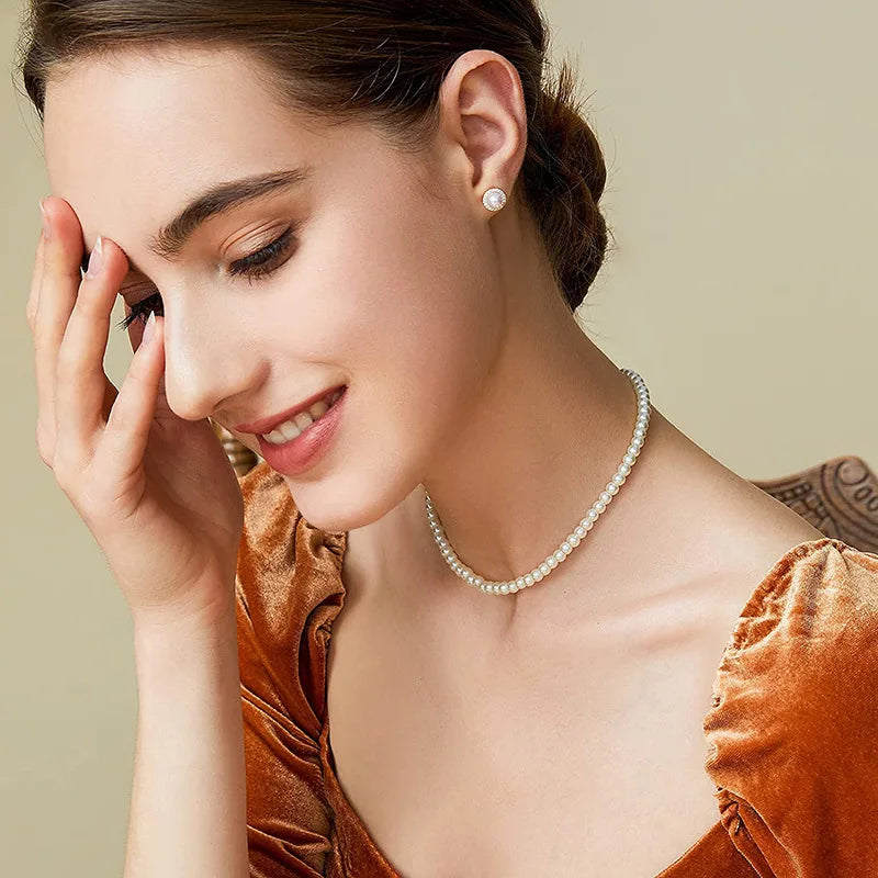 Fashion Multilayer Elegant White Pearl Collar Choker Necklace For Women Beaded Handmade Wedding Banguet Necklace Vintage Jewelry