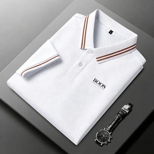 100% pure cotton high-quality T-shirt summer new men's short sleeve business casual polo shirt exquisite brand embroidered top