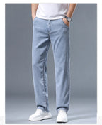 2026 Summer Ice Silk Thin Four Seasons Men's Jeans Loose Straight Wide Leg Pants