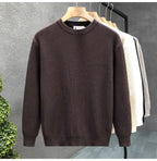 Korean Style Men's Sweater Vertical Stripes Round Neck Pullovers High Quality Inner Soft Knitted Fashion Versatile Undershirt