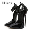 Hlieny Super High Heels 16cm Women Pumps Stilettos Heel Pointed Toe Ladies Ankle Crystal Buckle Strap Sandals Nightclub Shoes