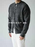 PROJECT 25 Men's Vintage Melange Wool Cropped Button-Down Cardigan – Relaxed Fit Heathered Knit Sweater