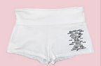 Women Y2K White High Waist Biker Shorts Front Letter Print Back Gothic Cross Stretch Skinny Summer Street Workout Mini Bottoms