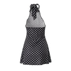 Polka Dot Elegant Off Shoulder Sleeveless Backless High Waist Halter Mini Dress Y2K Summer Fashion Club Party Vestidos