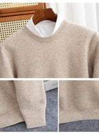 Autumn And Winter 100% Pure Wool Men's Round Neck Thick Solid Color Sweater Business Casual Knitting Bottoming Shirt