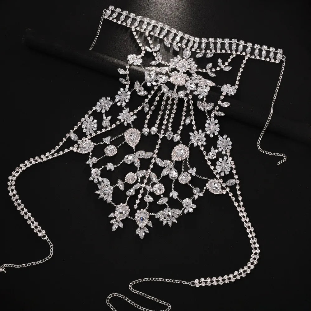 New Arrival Exaggerated Rhinestone Body Chain Fashion Evening Party Shiny Chest Chain Accessories Women Body Chain Jewelry
