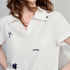 TOYOUTH Women Polo T-Shirt 2026 Summer Joint Name with Gongchangzhang Embroidered V-Neck Age-Reducing Trendy Tops