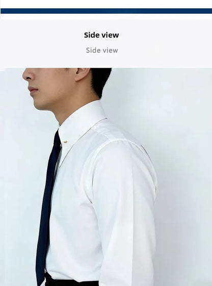 Men's Empire Neck French Cufflink Shirt Slim Fit Business Dress Assorted Cufflinks Lead Needle Large Tip Neck Men's White Shirt
