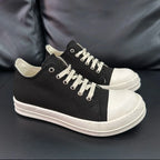 Ro Classic Men Shoe Women Sneakers Black Canvas Low Top Casual Shoes Thick Sole Lace Up Luxury Flat Sneaker
