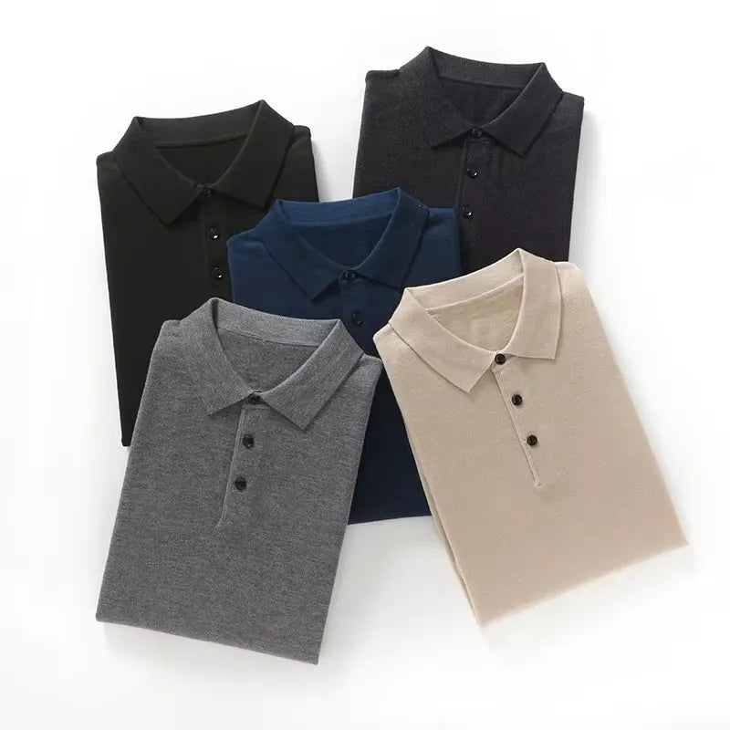 Men's 100% Mink Cashmere Large Size Sweaters Autumn Winter Solid POLO-neck Casual Knit Pullovers Long Sleeve Warm Jumper to