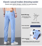 2026 Spring Summer 70% Lyocell Jeans Regular Fit Straight Ice Silk Style Business Casual Light Blue Stretch Cotton Denim