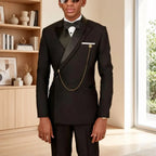 Slim Fit Suits for Men 2 Pieces Formal Wedding Suits Mix Match Elegant Asymmetric Shawl Collar Embellished Separates Prom Wear
