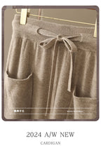Autumn And Winter100% Pure Wool Skirt Women's Long Pocket Small A Skirt High Waist Slim Cashmere Knit A-Line Skirt