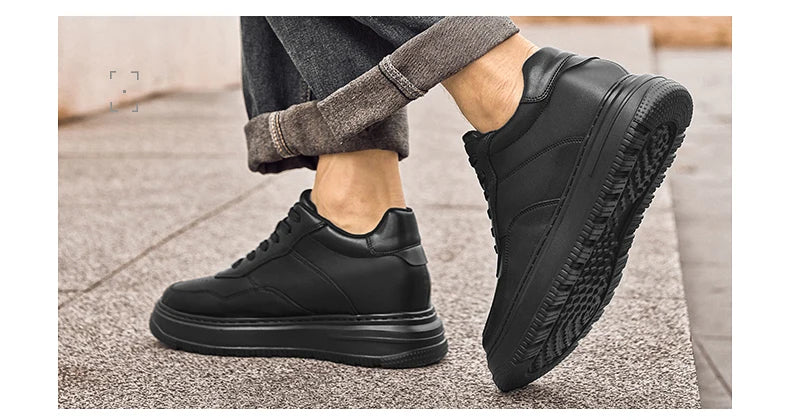 Men Genuine Leather Height Increasing Elevator Shoes Men non-slip BreathableElevator shoes Man Sneakers Comfortable Casual Shoes