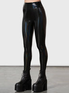 Women Stretch PU Leather Pants High Waist Bodycon Seameless Leggings Custom Wet Look PVC Slim Pencil Pants Trousers Clubwear New