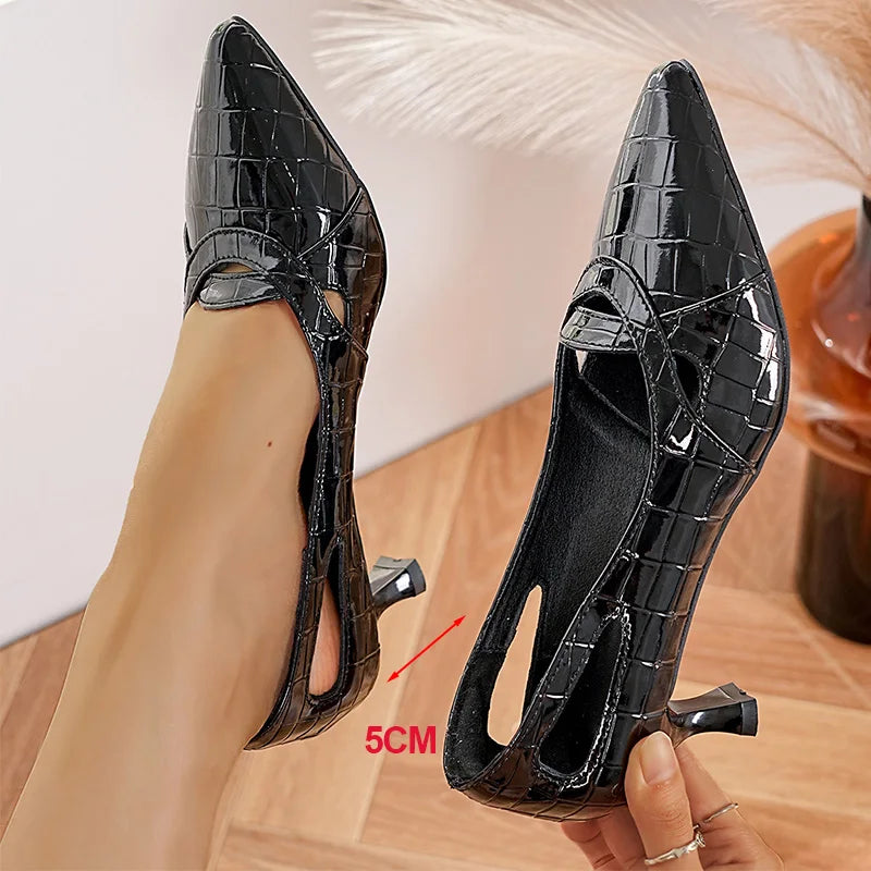 Patent Leather High Heels Pumps for Women 2025 Autumn Plus Size Pointed Toe Pumps Classics Thin Heeled Office Shoes Woman