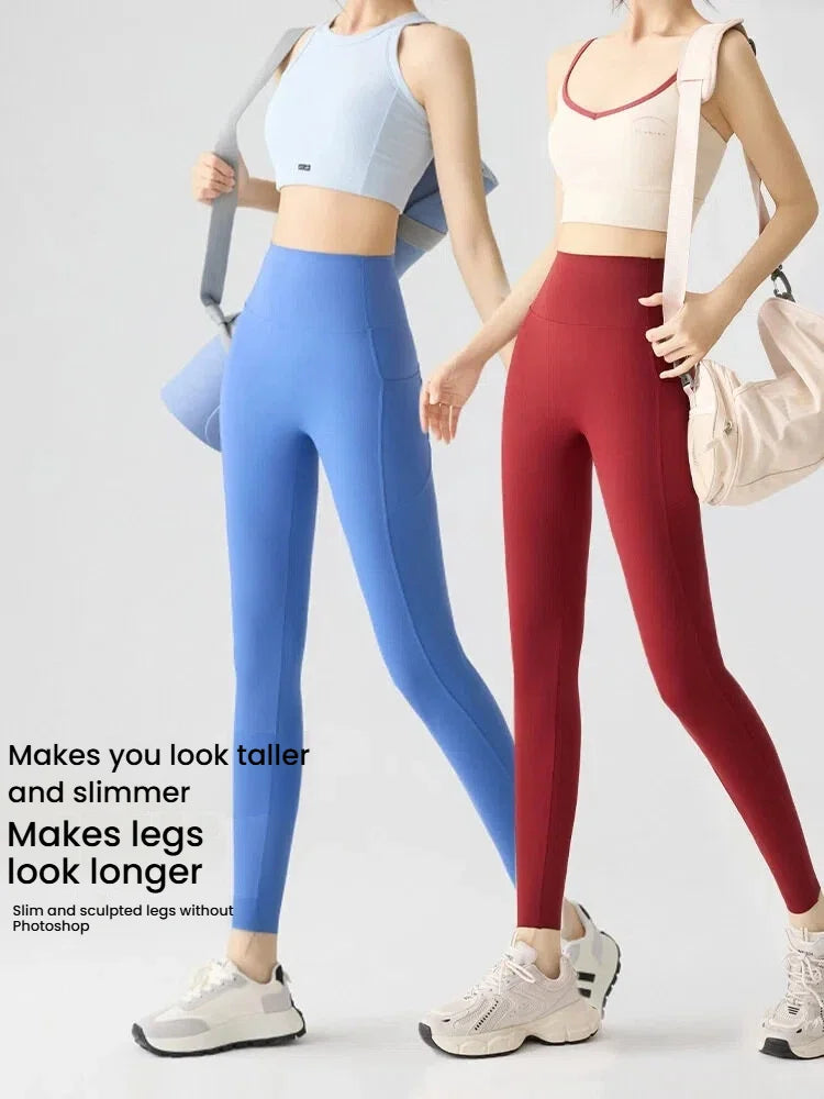 Women's Pockets Yoga Pants Cloud Touch Ice Silk Shark Leggings High Waist Tummy Control Butt Lifting Sports Leggings  Running