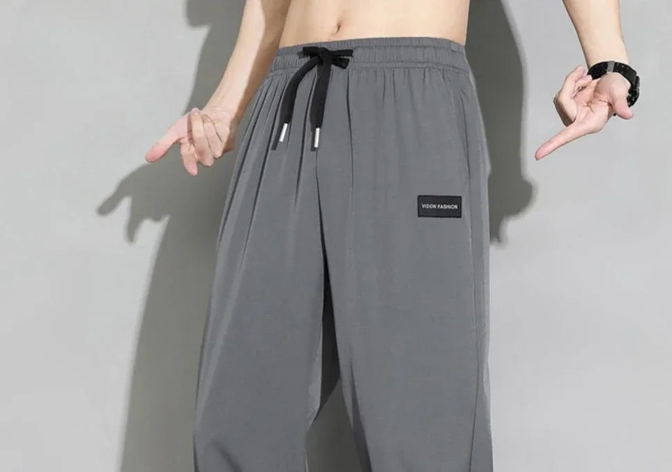 Trousers Straight Plain Wide Leg Draped Thin Male Sports Pants Summer Sport Slacks Xxl Jogger Big Tall Man Men's Sweatpants