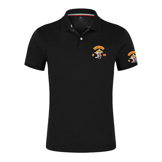 MC Bandidos Men's Fitness Casual Sports Gym Running Sports Elastic Short-sleeved Polo Shirt Lapel Men's Slim Fit V-Neck T-shirt