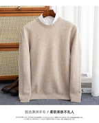 Autumn And Winter 100% Pure Wool Men's Round Neck Thick Solid Color Sweater Business Casual Knitting Bottoming Shirt