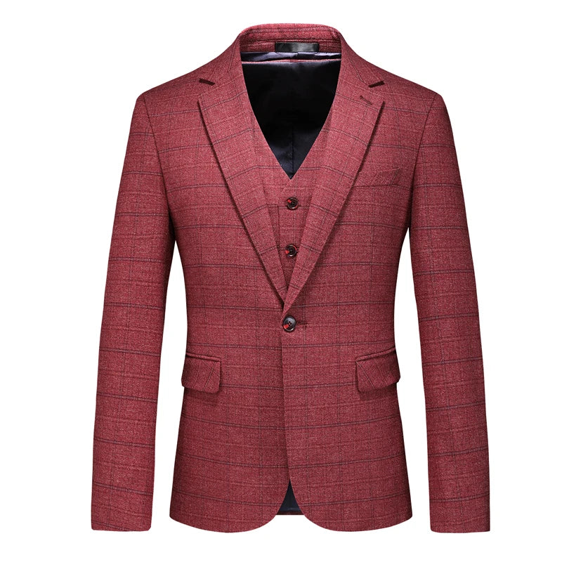 Men's Business Casual Three-Piece Set 2024 Fashion Bridegroom Dress Suit Vest Trousers High Quality