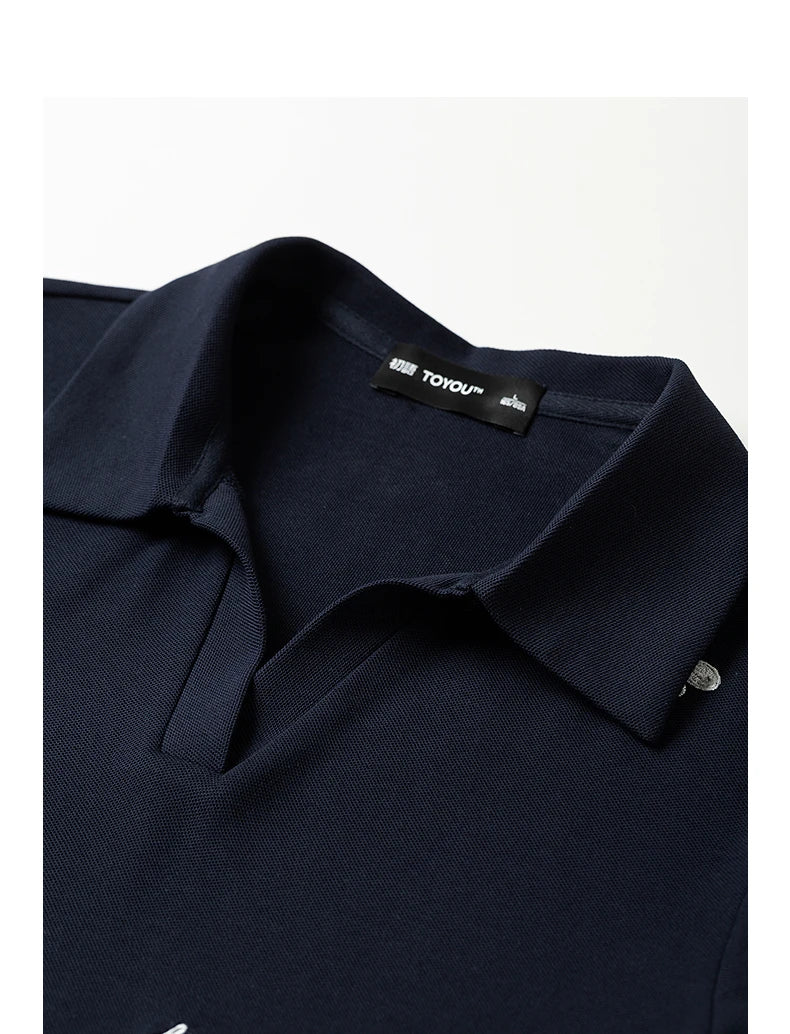 TOYOUTH Women Polo T-Shirt 2026 Summer Joint Name with Gongchangzhang Embroidered V-Neck Age-Reducing Trendy Tops