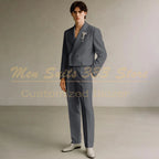 Cropped Men's Suits Formal Wedding Groomsmen 2 Piece Jacket Pants Sets Fashion Male Clothing High Quality Male Clothing Costume