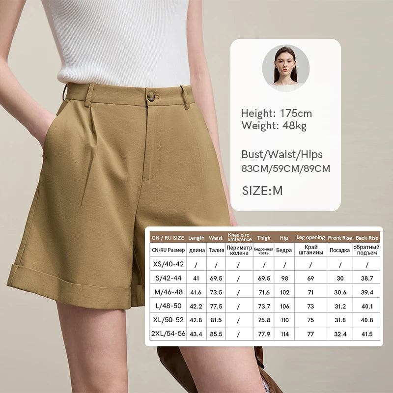 Amii Women's Shorts 2026 Summer New Rolled Casual Cotton Pants Cuffed Hem Solid Color Versatile Basic Woman Clothes 12622140