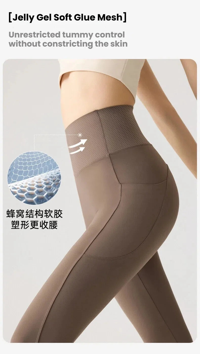 Women's Pockets Yoga Pants Cloud Touch Ice Silk Shark Leggings High Waist Tummy Control Butt Lifting Sports Leggings  Running