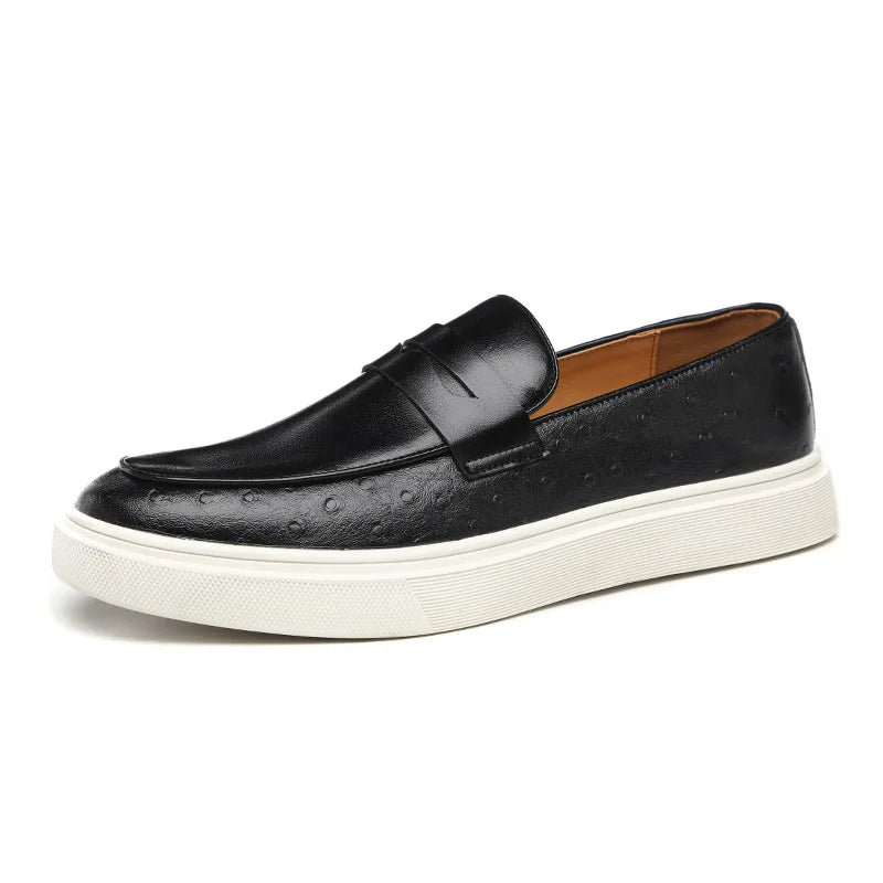 New 2025 Summer Men Casual Slip On Dress Shoes Black Brown British Style Platform Men Driving Loafers Shoes