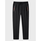Men's Summer Ice Silk Jogger Sweatpants Zipper Pockets Breathable Running Gym Workout Athletic Mesh Pants Drawstring Design