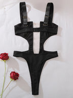 Belamimi Sheer Mesh Hollow Backless Bodysuit Women Slim Shaping Sexy Club Outfit Transparent Mesh Lingerie