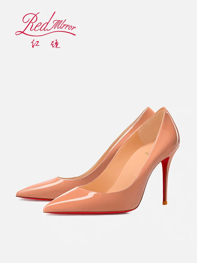 Black Women's Elegant High Heels Red Shiny Bottoms Luxury Brand Women Heels 2025 Trend Pointed Toe Sexy Party Pumps Shoes Women
