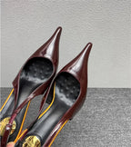 Women's Designer Heels Patent Leather Pointed Toe Sculptural Thin High Heels Sandals Pumps Runway Chic Luxury Party Dress Shoes