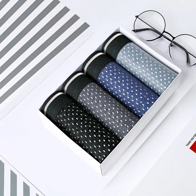 4Pcs Man Boxer Briefs Large Size M-6XL Men Panties Underwear Slip Homme Calzoncillos Bamboo Hole U Convex Pouch Male Underpants