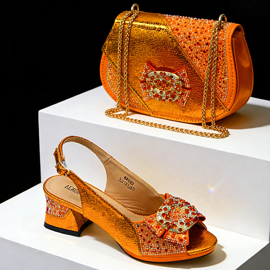 Venus Chan 2026 Luxury Italian Dark Black Rhinestone Peep Toe High Heels & Matching Bag for Women - Elegant Sandals