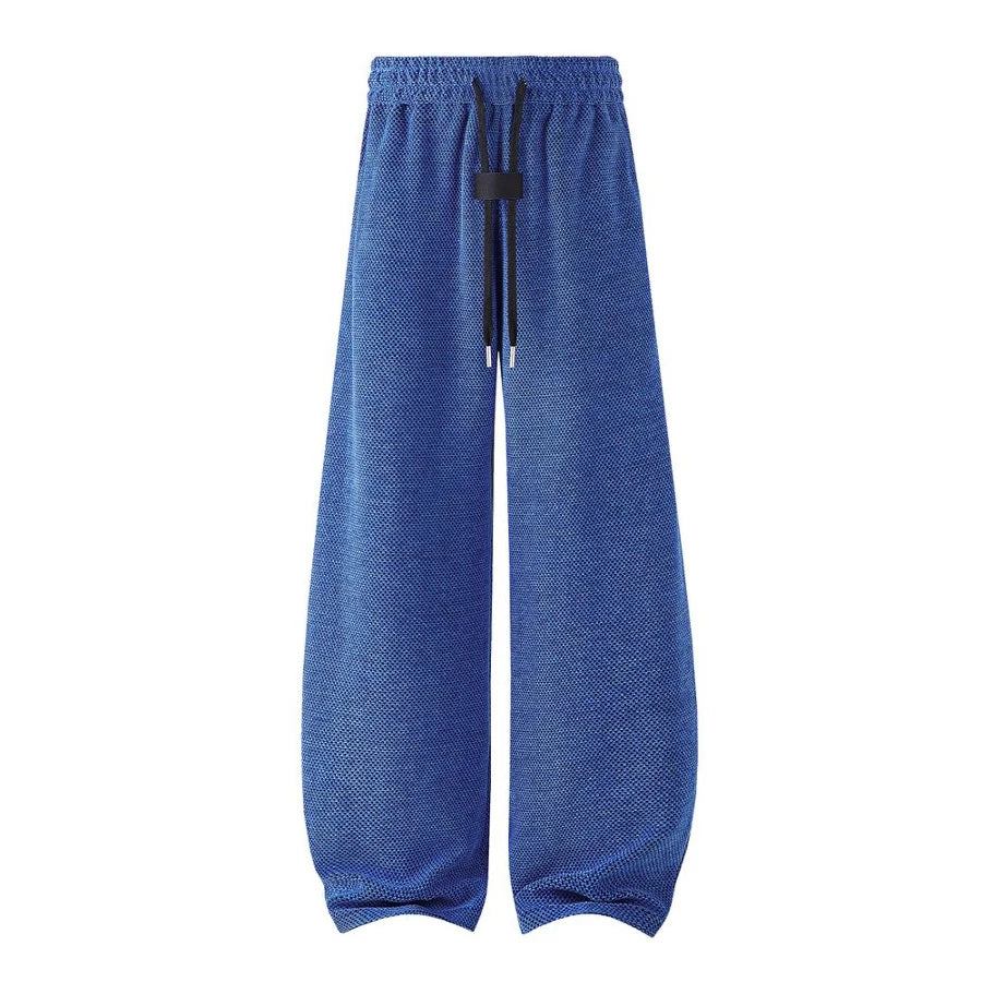 Men's Mesh Jogger Pants Wide Leg Drawstring Elastic Waist Baggy Curved Sweatpants Athletic  Relaxed Fit Casual Lantern Pants