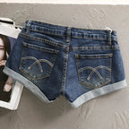 Low Waist Y2k Shorts Denim Slim Stretch Hip Sexy Super Short 2026 Summer Micro Mini Curled Booty Shorts