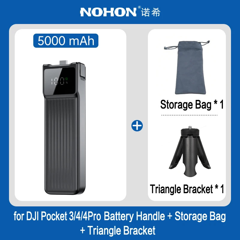 NOHON Camera Handheld Gimbal Charger for DJI Osmo Pocket 4 Pro 3 Battery Handle 10000mAh 5000mAh Portable Power Bank 22.5W