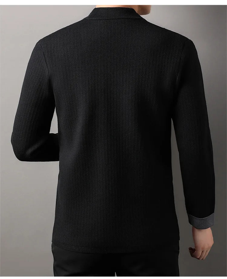 Solid Color Men's Knitted Cardigan Spring Autumn New Fashion Casual Wearable Sweater Middle-aged Coat