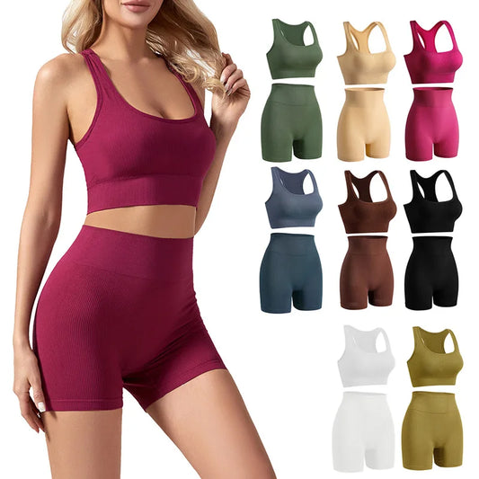 1Set Womens Underwear Set Wireless Lingerie Panties Bra Female Sexy Seamless Tank Crop Top Lady Sports Fitness Yoga Clothing Set