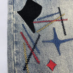 Trendy Edgy And Stylish Men's Jeans With Patchwork Embroidery And Prints Loose-fitting Straight Leg