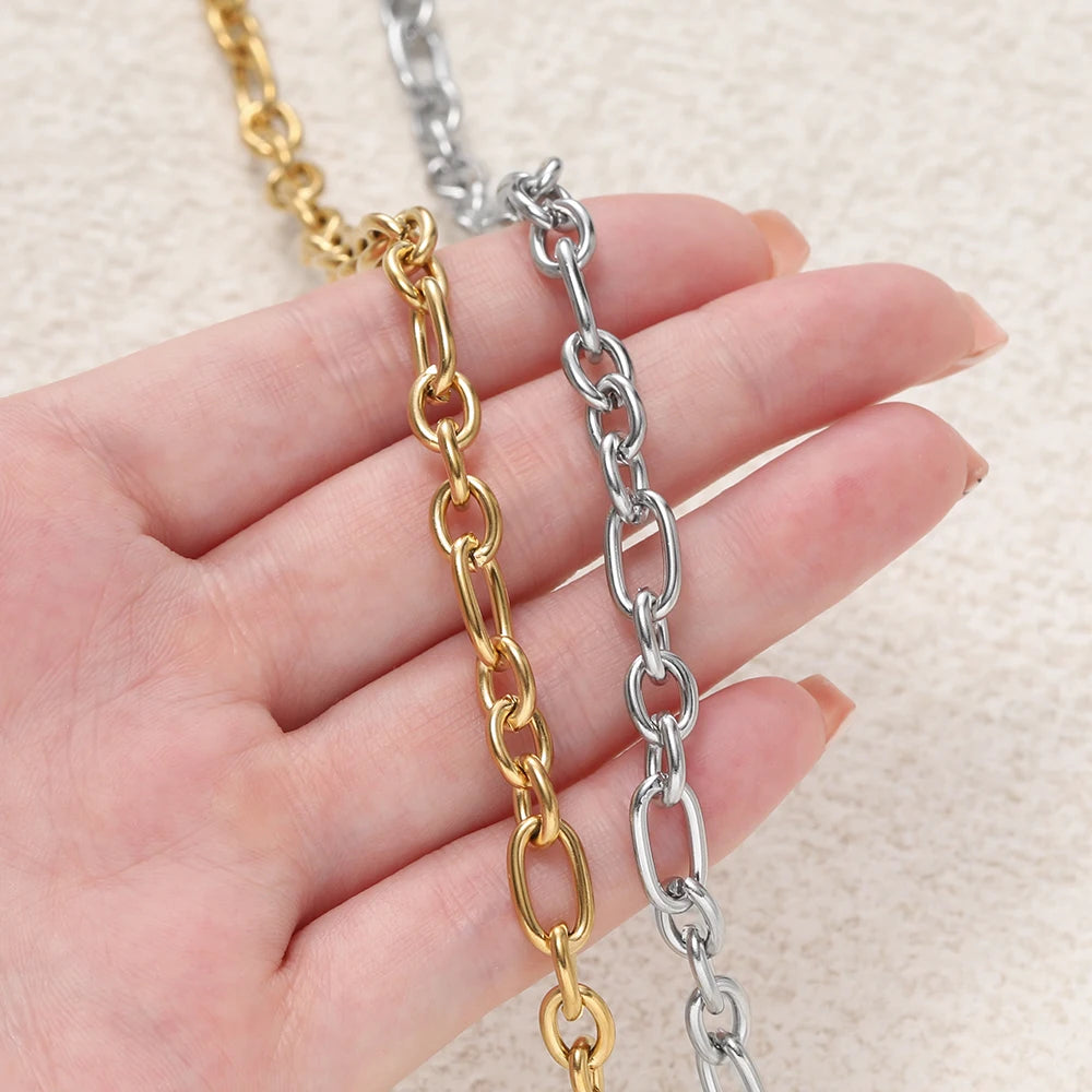 1Meter/Pack 304 Stainless Steel Knot Gold Steel Color Handmade Chains for DIY Necklace Bracelets Jewelry Making Accessories