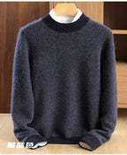100% pure cashmere men's high-end brand semi-high neck thickened business casual autumn and winter mid-high neck base sweater