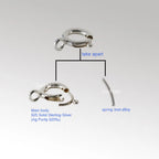 925 Sterling Silver Spring Ring Clasp with Open Jump Ring, 5-8mm Spring Ring Clasps with Open Ring For Jewelry Making Findings
