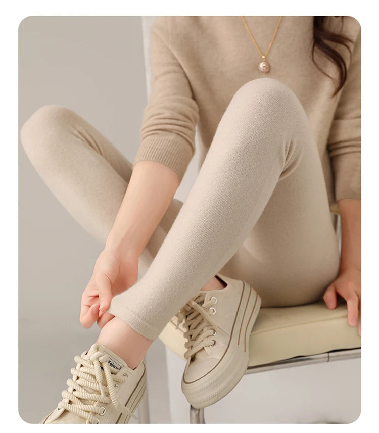 Fall/Winter 100% Pure Wool Knitted Pants Are Slim And Warm Wear Wool Pants Inside And Outside Tight Elastic Leggings