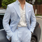 BYLUNTA Mens Suit 2 Piece Slim Fit Stripe Suits Tuxedo Blazer Jackets Pants Set Summer Beach Wedding Outfit for Mennt)