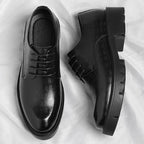 Men's Thick-Soled Low-Cut Business Formal Leather Shoes With Lace-Up Height Increase Groom's Wedding Shoes With Suit Shoes