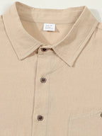 Men's Linen Blend Short Sleeve Button Down Shirt Casual Beach Top with Chest Pocket Breathable Lightweight Summer Shirts for Men
