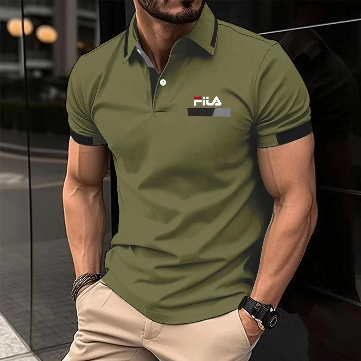 Men's Short Sleeve Polo Shirt Contrast Collar Cuff Design Casual Business Golf T Shirt For Man men's Polo Shirts Mens Clothing